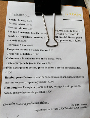 menu