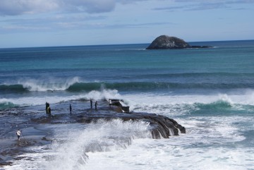 Crazy fisherpeople at Muriwai rocks